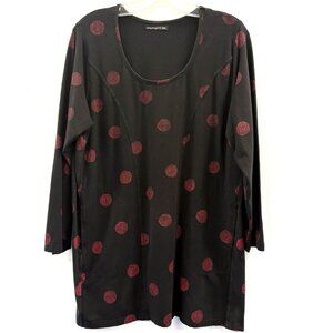 SNAPDRAGON & TWIG Tunic Dress Black Swirl Dots Pockets XXL Modal Cotton Pullover